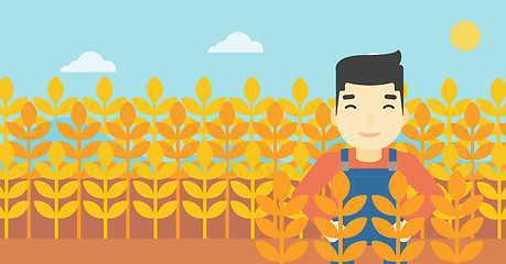 Image showing Farmer in wheat field vector illustration.