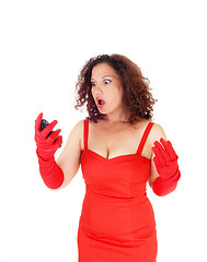 Image showing Very surprised woman in dress.