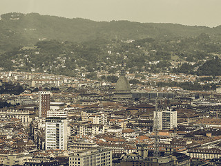 Image showing Aerial view of Turin vintage desaturated