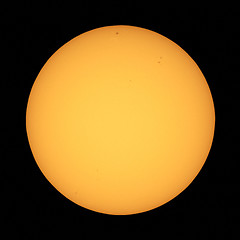 Image showing Sun with sunspots seen with telescope