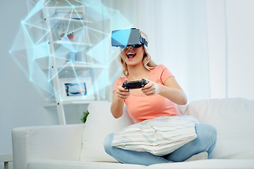 Image showing woman in virtual reality headset with controller