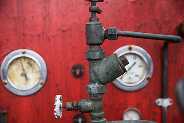 Image showing close up of vintage valve mechanism at factory