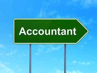 Image showing Banking concept: Accountant on road sign background