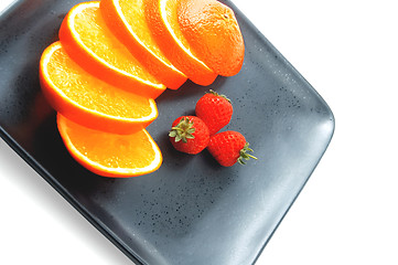 Image showing orange & strawberries