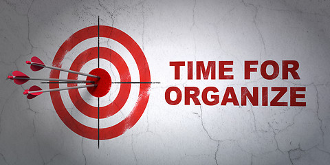 Image showing Time concept: target and Time For Organize on wall background