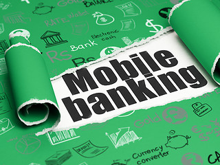 Image showing Money concept: black text Mobile Banking under the piece of  torn paper