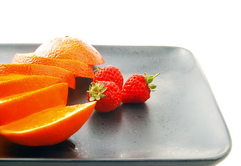 Image showing orange & strawberries