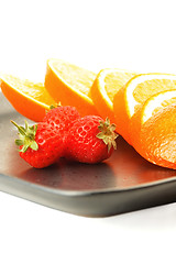 Image showing orange & strawberries