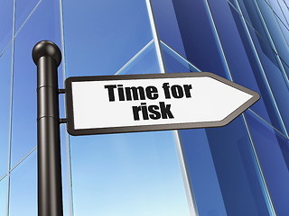 Image showing Time concept: sign Time For Risk on Building background