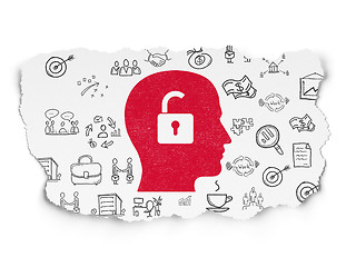 Image showing Finance concept: Head With Padlock on Torn Paper background