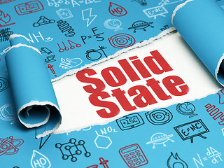 Image showing Science concept: red text Solid State under the piece of  torn paper