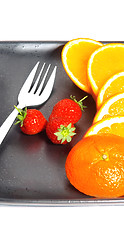 Image showing orange & strawberries
