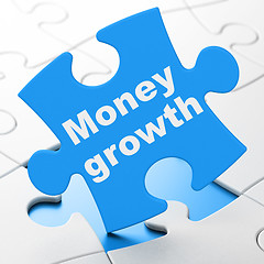 Image showing Banking concept: Money Growth on puzzle background