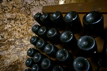 Image showing Long underground brick tunnel in the wine cellar