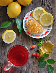 Image showing Rosehip tea with lemon