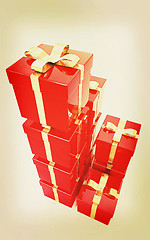 Image showing Bright christmas gifts. 3D illustration. Vintage style.