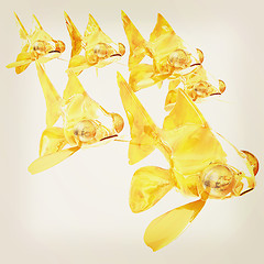 Image showing Gold fishes. 3D illustration. Vintage style.