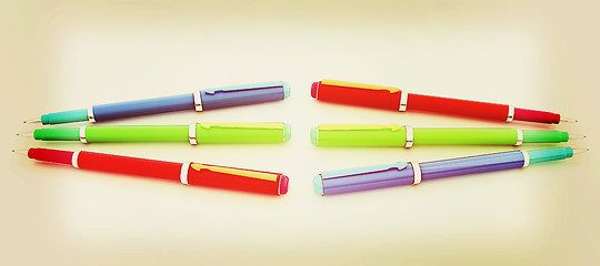 Image showing corporate pen design . 3D illustration. Vintage style.