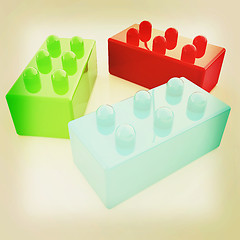 Image showing Building blocks on white . 3D illustration. Vintage style.