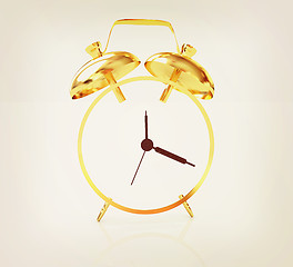 Image showing 3D illustration of gold alarm clock icon. 3D illustration. Vinta