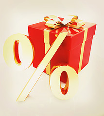 Image showing Percentage and gifts. 3D illustration. Vintage style.