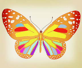 Image showing beauty butterfly. 3D illustration. Vintage style.