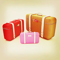 Image showing Traveler\'s suitcases. 3D illustration. Vintage style.