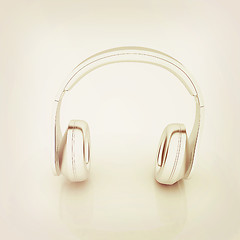 Image showing Headphones Icon . 3D illustration. Vintage style.
