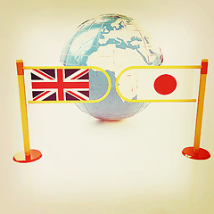 Image showing Three-dimensional image of the turnstile and flags of UK and Jap