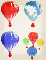 Image showing Air Balloons set . 3D illustration. Vintage style.