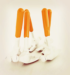 Image showing Hammer on white background . 3D illustration. Vintage style.