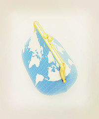 Image showing Purse Earth. On-line concept. 3D illustration. Vintage style.