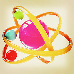 Image showing 3d atom. 3D illustration. Vintage style.