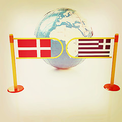 Image showing Three-dimensional image of the turnstile and flags of Denmark an
