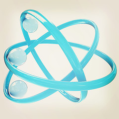 Image showing 3d atom. 3D illustration. Vintage style.