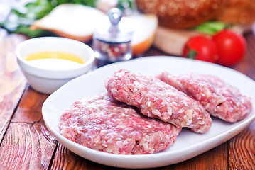 Image showing raw burgers