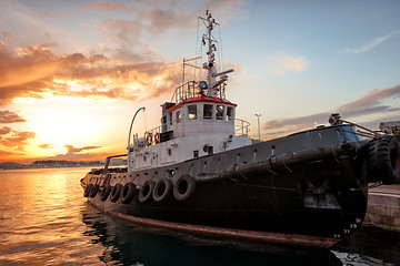 Image showing Fishing boat at dawn