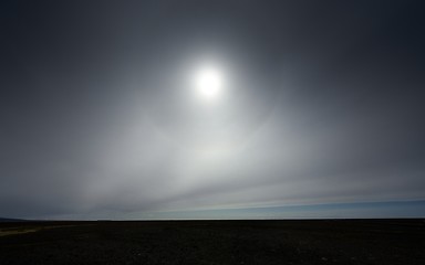 Image showing Sun halo on the shore