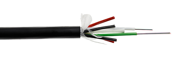 Image showing Fiber optic cable detail isolated on white