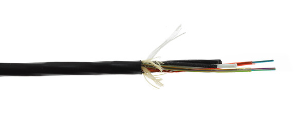 Image showing Fiber optic cable detail isolated on white