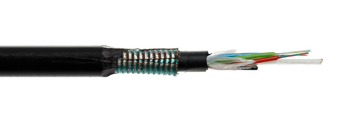 Image showing Fiber optic cable detail isolated on white