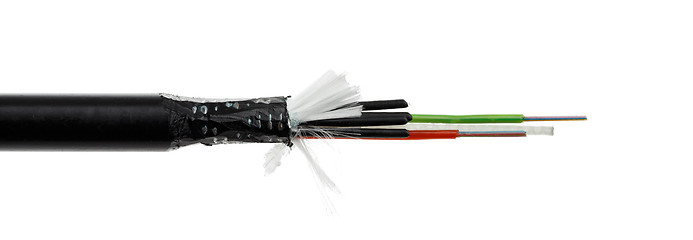 Image showing Fiber optic cable detail isolated on white