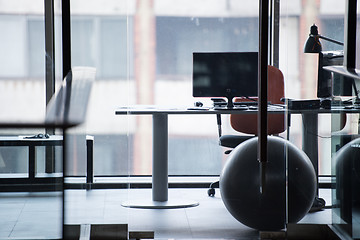 Image showing empty office with modern computers