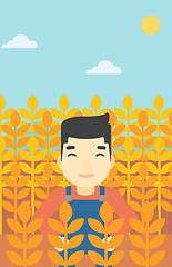 Image showing Farmer in wheat field vector illustration.