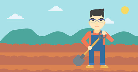 Image showing Farmer with shovel vector illustration.