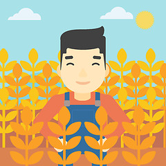 Image showing Farmer in wheat field vector illustration.