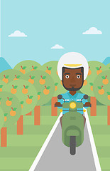 Image showing Man riding scooter vector illustration.