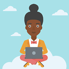 Image showing Woman using cloud computing technology.