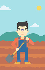 Image showing Farmer with shovel vector illustration.