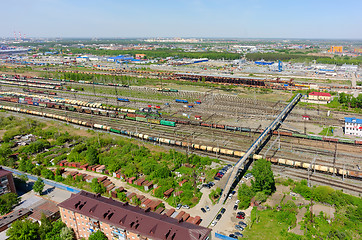 Image showing Voynovka railway node. Pedestrian bridge. Tyumen